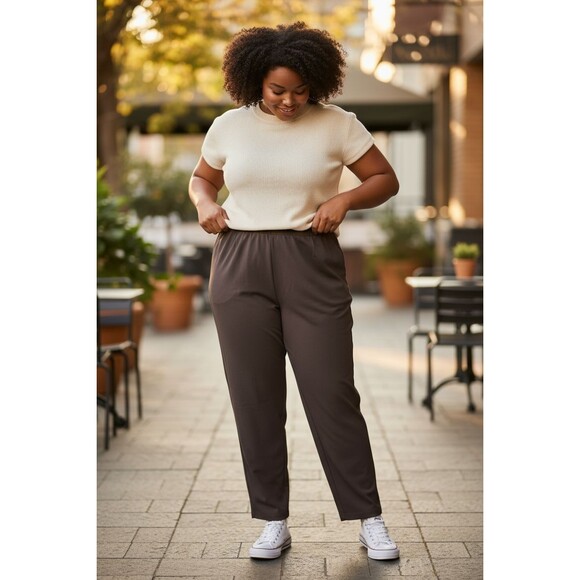 Eileen Fisher Black Wide-Leg Pants Viscose Cropped  Pull On New Size 3X B7 Nice - Picture 1 of 7